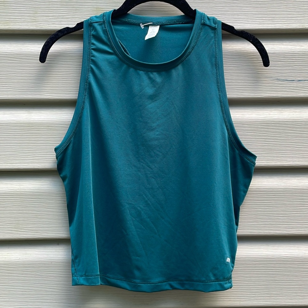 Teal Racerback Cropped Workout Tank Top